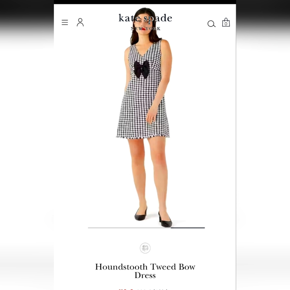 Kate Spade Black and White Houndstooth Midi Dress